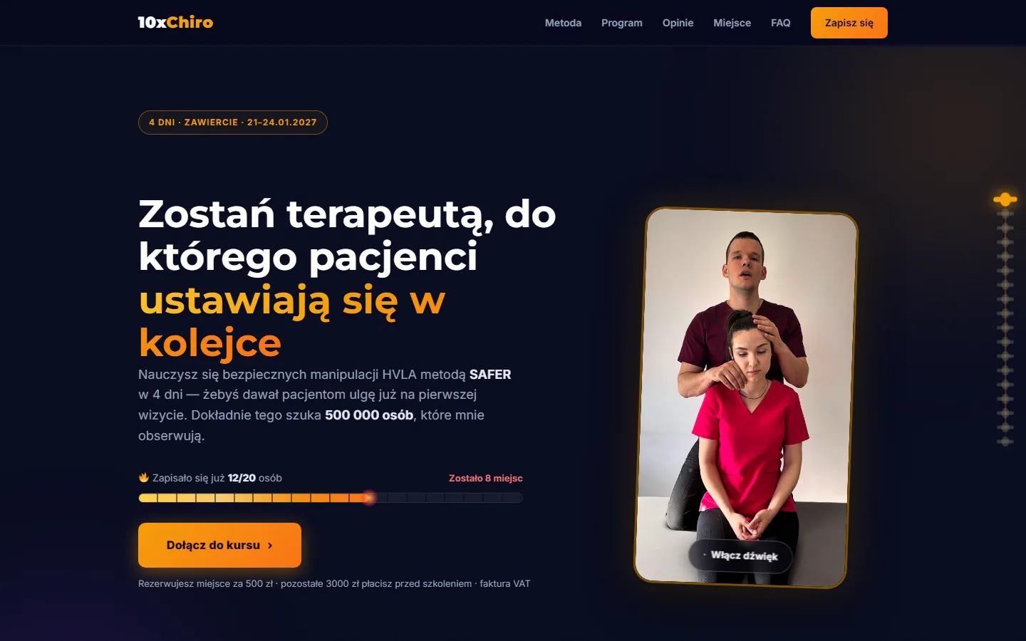 Strona szkolenia 10xChiro na komputerze