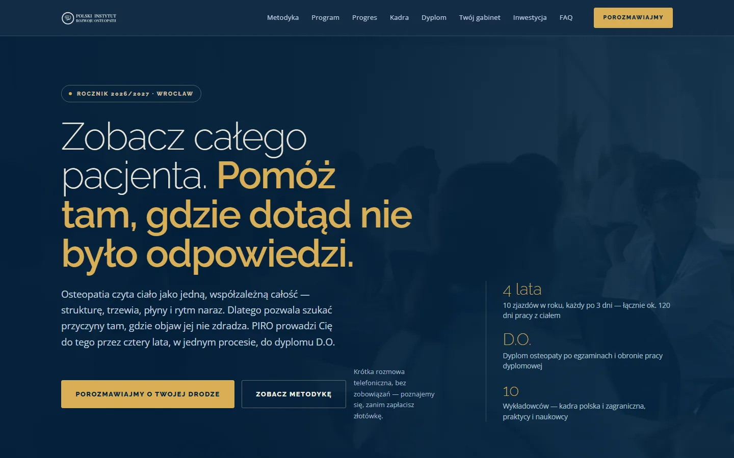 Strona PIRO – Szkoła Osteopatii na komputerze